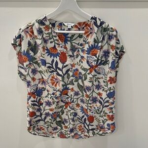 Reitmans Floral Blouse with Red and Blue Accents